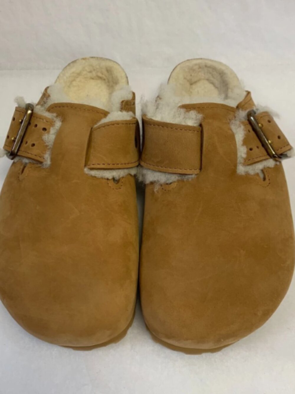 Birkenstock Boston Bold Shearling Cognac Natural Leather Regular Width Sandals